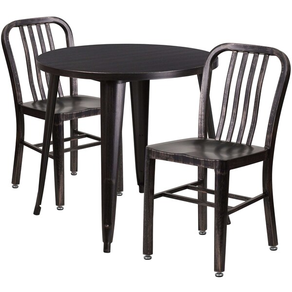 Flash Furniture Round 30" W, 30" L, 29.5" H, Metal Top, Gold - CH-51090TH-2-18VRT-BQ-GG