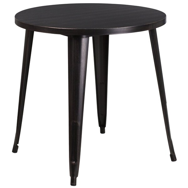 Flash Furniture Round 30" W, 30" L, 29.5" H, Metal Top, Gold - CH-51090TH-2-18VRT-BQ-GG