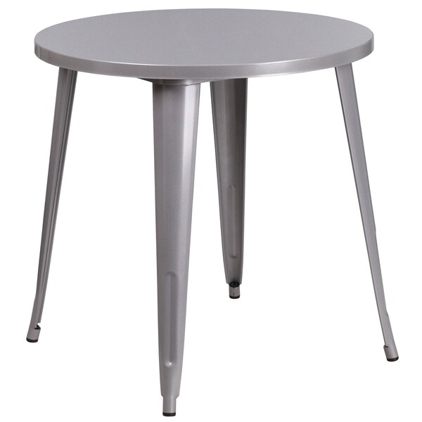 Flash Furniture Round 30" W, 30" L, 29.5" H, Metal Top, Grey - CH-51090TH-2-18VRT-SIL-GG