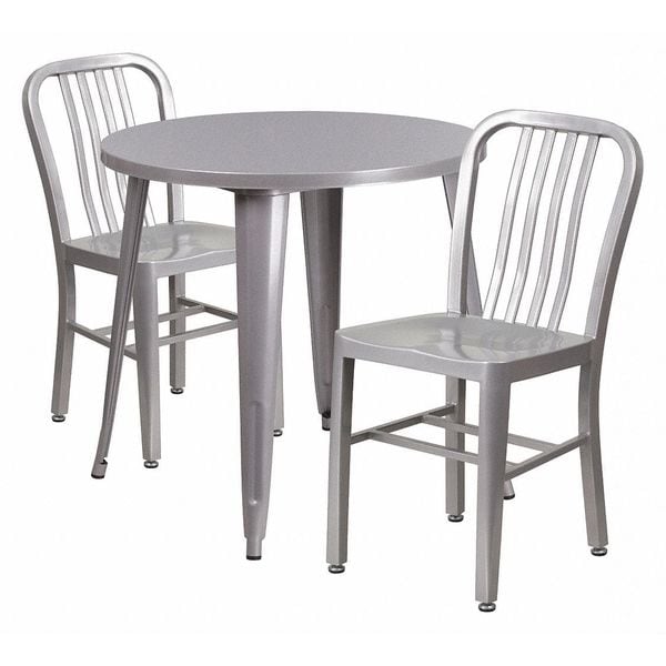 Flash Furniture Round 30" W, 30" L, 29.5" H, Metal Top, Grey - CH-51090TH-2-18VRT-SIL-GG
