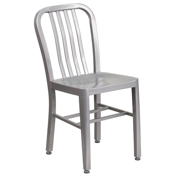 Flash Furniture Round 30" W, 30" L, 29.5" H, Metal Top, Grey - CH-51090TH-2-18VRT-SIL-GG