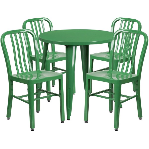 Flash Furniture Green Metal Set, 30RD - CH-51090TH-4-18VRT-GN-GG