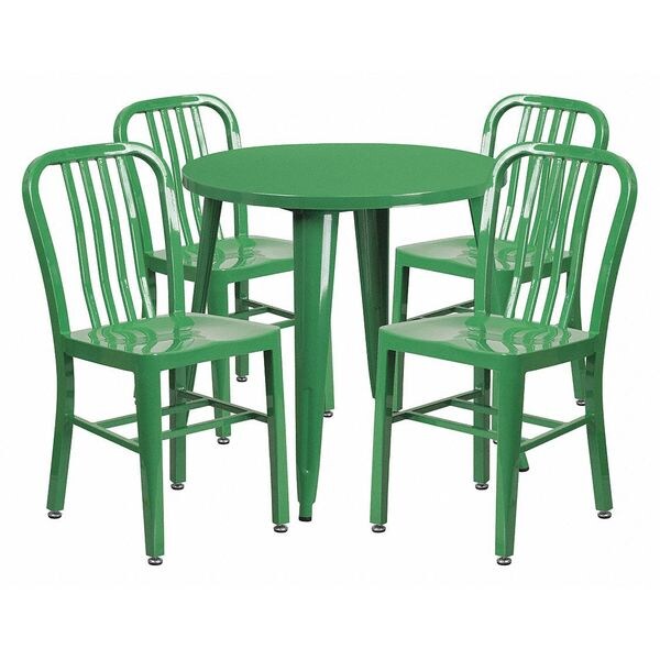 Flash Furniture Green Metal Set, 30RD - CH-51090TH-4-18VRT-GN-GG