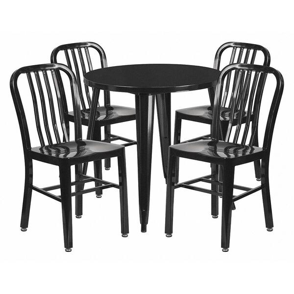 Flash Furniture Black Metal Set, 30RD - CH-51090TH-4-18VRT-BK-GG