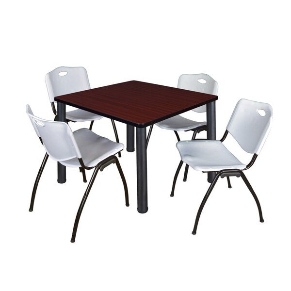 Kee Tables > Breakroom Tables > Kee Square Table & Chair Sets, 36 W, 36 L, 29 H, Wood|Metal|Plastic Top - TB3636MHBPBK47GY