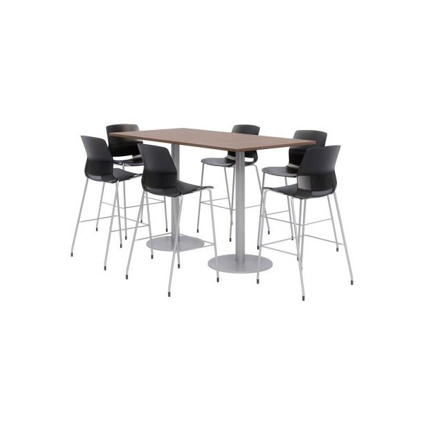 Kfi KFI Table & Stool Set, 72"Lx36"W, Teak Table With Black Stools - OLTFL3672RA-B1922-SL-41-7960K-OL2700BR-