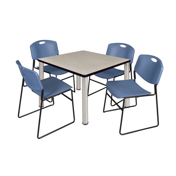 Kee/Zeng Square Tables > Breakroom Tables > Kee Square Table & Chair Sets, Wood|Metal|Polypropylene Top - TB3636PLBPCM44BE