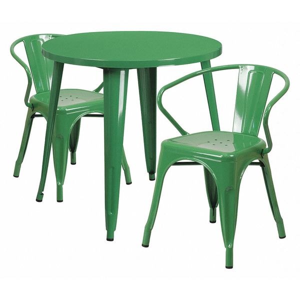 Flash Furniture Green Metal Set, 30RD - CH-51090TH-2-18ARM-GN-GG