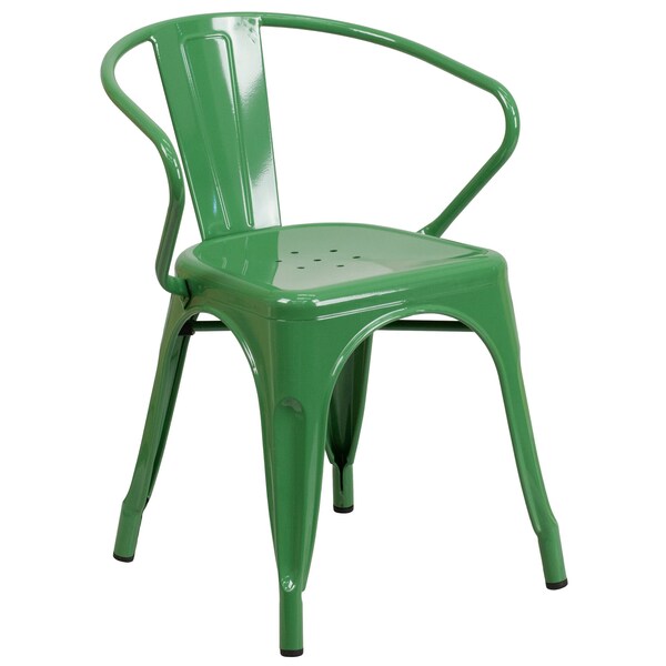 Flash Furniture Green Metal Set, 30RD - CH-51090TH-2-18ARM-GN-GG