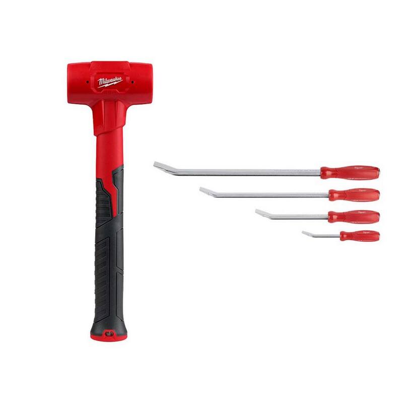 Milwaukee 28 oz. Dead Blow Hammer with Pry Bar Set - 48-22-9150-48-22-9214