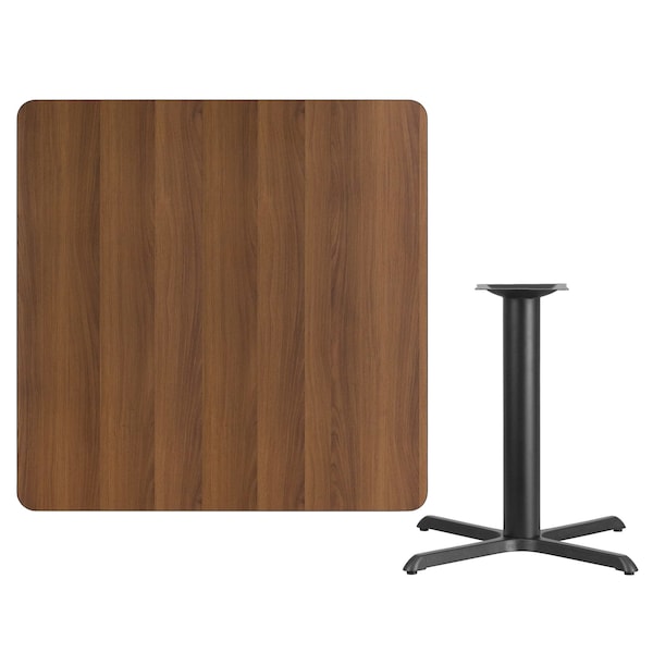 Flash Furniture Square Walnut Table, Sqr w/x-Base, 42" W x 13" H, 42" W, 42" L, 31.125" H, Laminate Top, Wood Grain - XU-WALTB-4242-T3333-GG