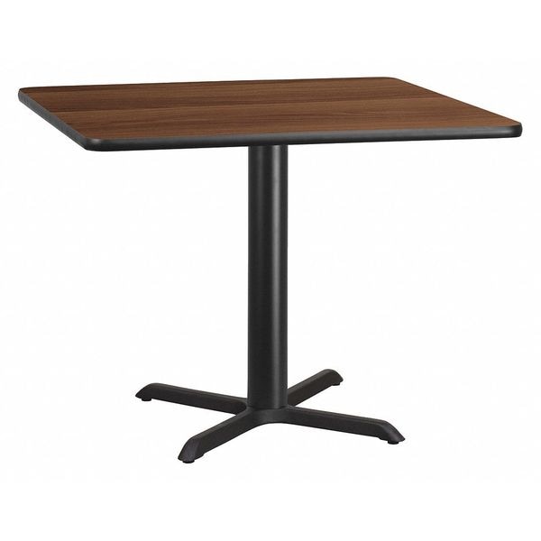 Flash Furniture Square Walnut Table, Sqr w/x-Base, 42" W x 13" H, 42" W, 42" L, 31.125" H, Laminate Top, Wood Grain - XU-WALTB-4242-T3333-GG