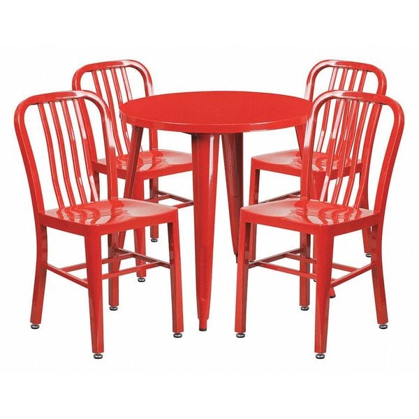Flash Furniture Round 30" W, 30" L, 29.5" H, Metal Top, Red - CH-51090TH-4-18VRT-RED-GG