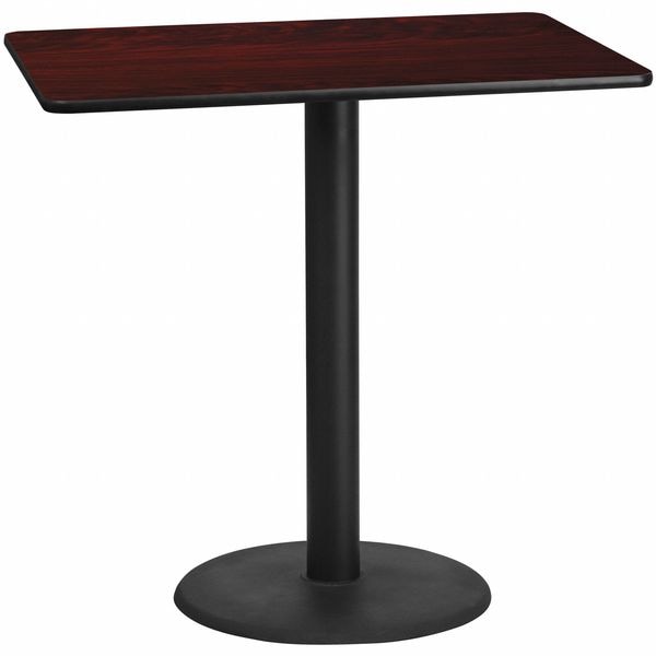 Flash Furniture Rectangle Laminate Table, 30" W, 48" L, 43.125" H, Laminate Top, Wood Grain - XU-MAHTB-3048-TR24B-GG
