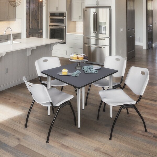 Regency Kahlo Square Table & Chair Sets, 48 W, 48 L, 29 H, Wood, Metal, Plastic Top, Grey - TPL4848GYCM47GY