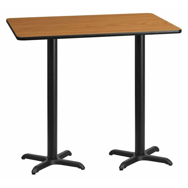 Flash Furniture Rectangle Natural Laminate Table, 30" W, 60" L, 43.125" H, Laminate Top, Wood Grain - XU-NATTB-3060-T2222B-GG