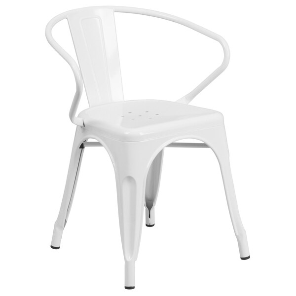 Flash Furniture Round 30" W, 30" L, 29.5" H, Metal Top, White - CH-51090TH-2-18ARM-WH-GG
