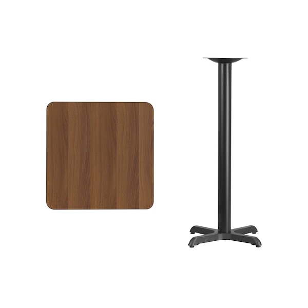 Flash Furniture Square Laminate Table, 24" W, 24" L, 43.125" H, Laminate Top, Wood Grain - XU-WALTB-2424-T2222B-GG