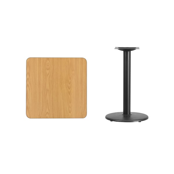 Flash Furniture Square Natural Laminate Table, 24" W, 24" L, 31.125" H, Laminate Top, Wood Grain - XU-NATTB-2424-TR18-GG
