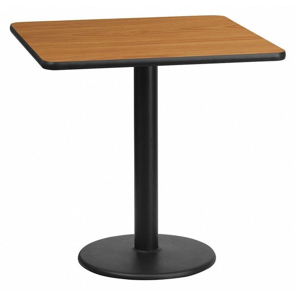 Flash Furniture Square Natural Laminate Table, 24" W, 24" L, 31.125" H, Laminate Top, Wood Grain - XU-NATTB-2424-TR18-GG
