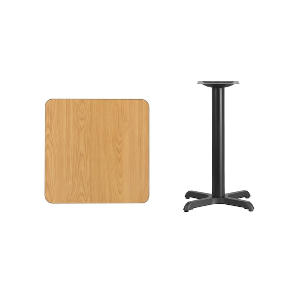Flash Furniture Square Natural Laminate Table, 24" W, 24" L, 31.125" H, Laminate Top, Wood Grain - XU-NATTB-2424-T2222-GG