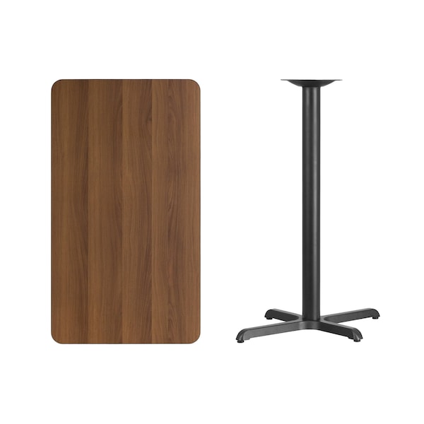 Flash Furniture Rectangle Walnut Table, Rectangle w/X-Base, 24"x42", 24" W, 42" L, 43.125" H, Laminate Top - XU-WALTB-2442-T2230B-GG