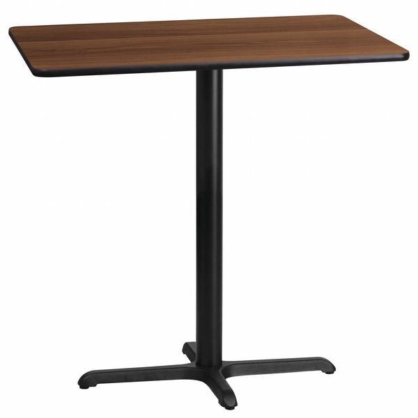 Flash Furniture Rectangle Walnut Table, Rectangle w/X-Base, 24"x42", 24" W, 42" L, 43.125" H, Laminate Top - XU-WALTB-2442-T2230B-GG