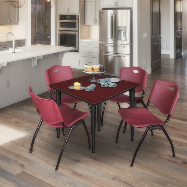 Regency Kahlo Square Table & Chair Sets, 48 W, 48 L, 29 H, Wood, Metal, Plastic Top, Mahogany - TPL4848MHBK47BY