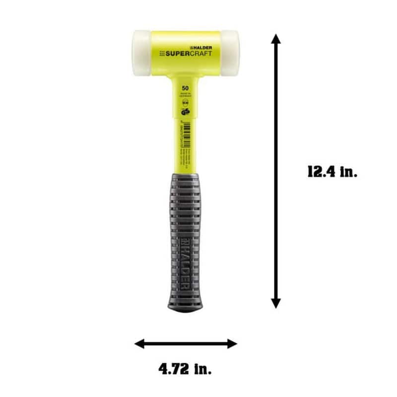 Supercraft Halder 2.5 lb. Dead-Blow Hammer with Steel Handle Rubber Grip and Replaceable Nylon Face Inserts - 3377.150