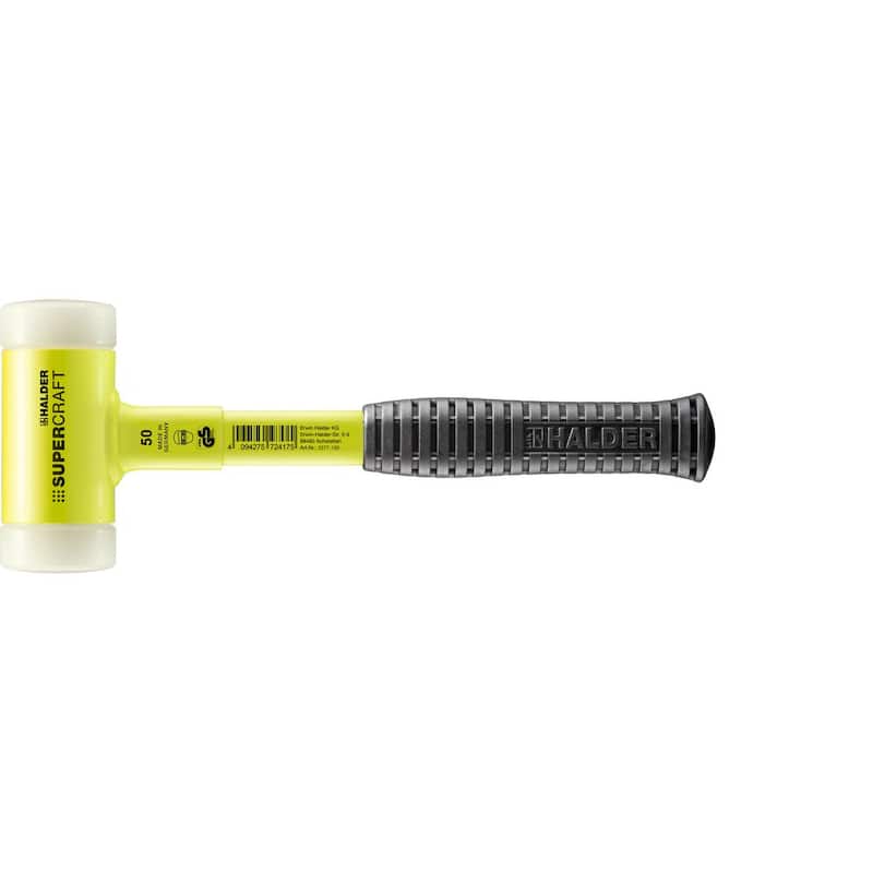 Supercraft Halder 2.5 lb. Dead-Blow Hammer with Steel Handle Rubber Grip and Replaceable Nylon Face Inserts - 3377.150