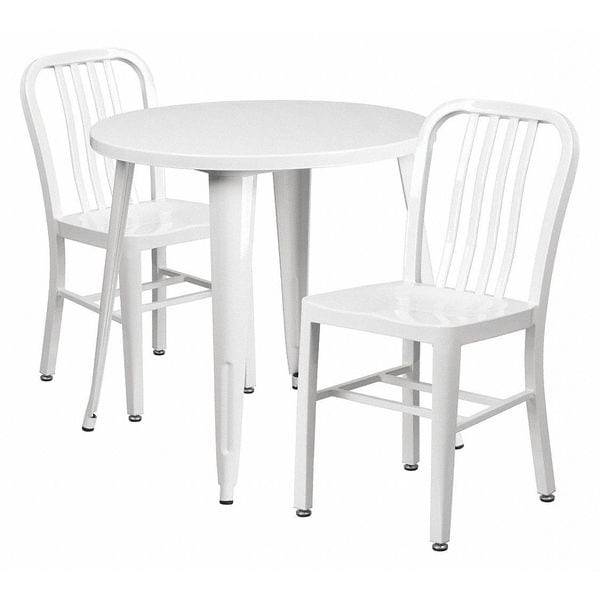 Flash Furniture Round 30" W, 30" L, 29.5" H, Metal Top, White - CH-51090TH-2-18VRT-WH-GG