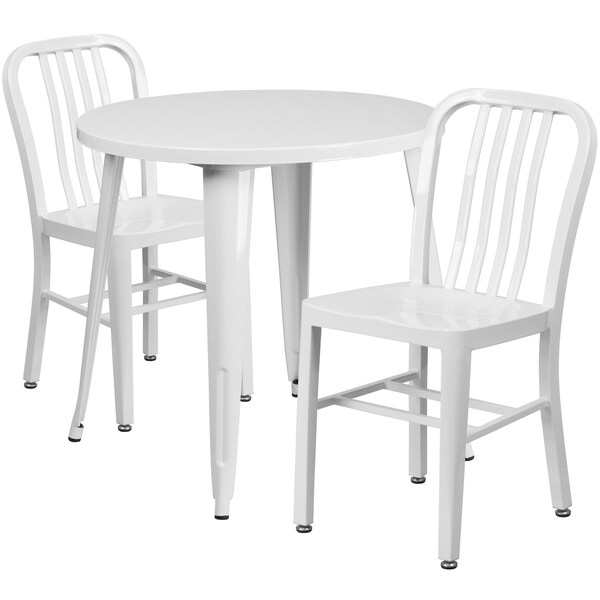 Flash Furniture Round 30" W, 30" L, 29.5" H, Metal Top, White - CH-51090TH-2-18VRT-WH-GG