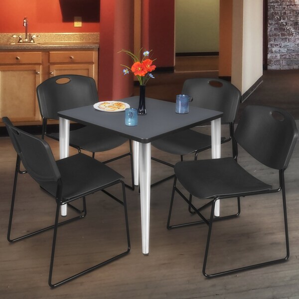 Regency Kahlo Square Table & Chair Sets, 36 W, 36 L, 29 H, Wood, Metal, Polypropylene Top, Grey - TPL3636GYCM44BK