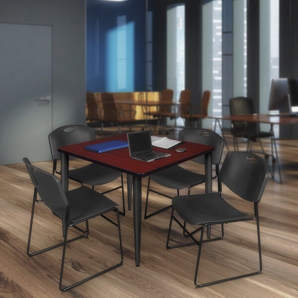 Regency Kahlo Square Table & Chair Sets, 48 W, 48 L, 29 H, Wood, Metal, Polypropylene Top, Mahogany - TPL4848MHBK44BK