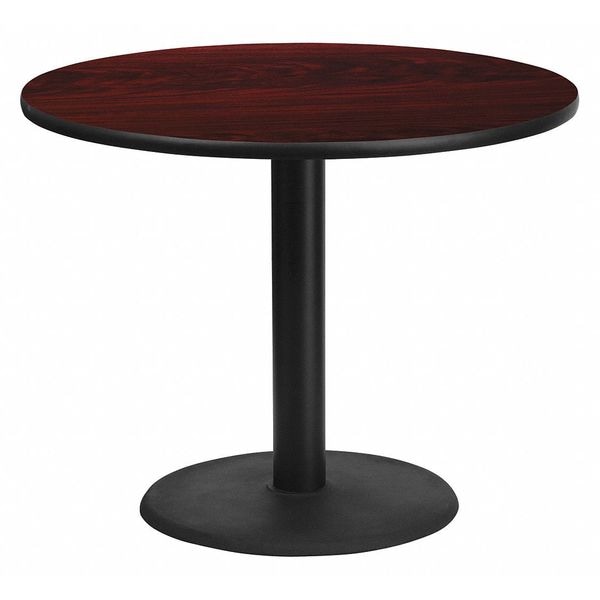 Flash Furniture Round Mahogany Laminate Table w/Rnd Base, 36", 36" W, 36" L, 31.125" H, Laminate Top, Wood Grain - XU-RD-36-MAHTB-TR24-GG