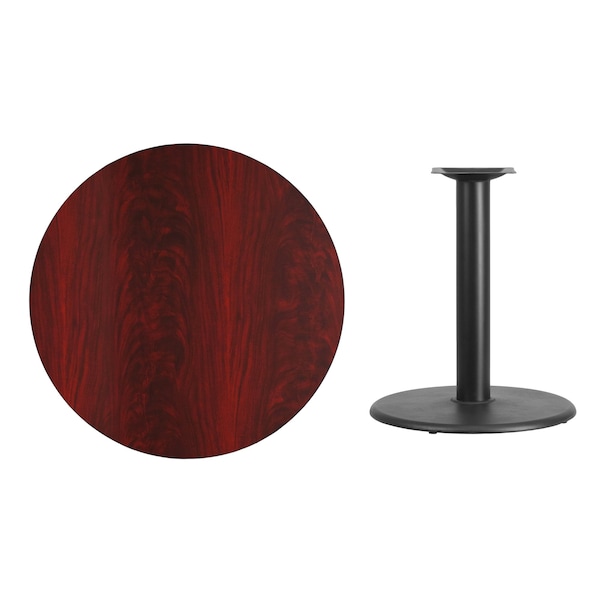 Flash Furniture Round Mahogany Laminate Table w/Rnd Base, 36", 36" W, 36" L, 31.125" H, Laminate Top, Wood Grain - XU-RD-36-MAHTB-TR24-GG