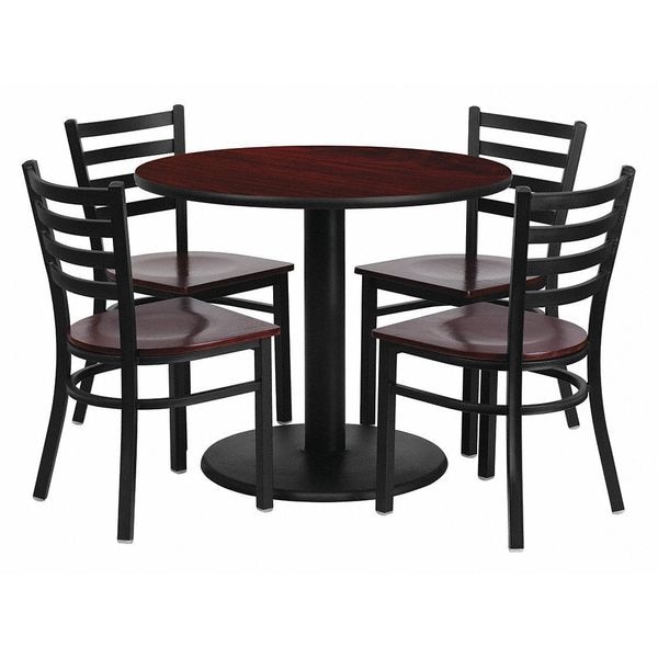 Flash Furniture Round Laminate Table, 36" W, 36" L, 30" H, Laminate Top, Wood Grain - MD-0004-GG