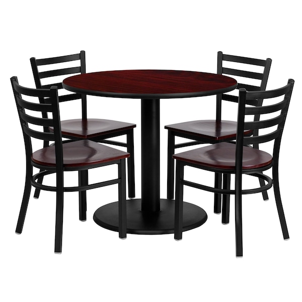 Flash Furniture Round Laminate Table, 36" W, 36" L, 30" H, Laminate Top, Wood Grain - MD-0004-GG