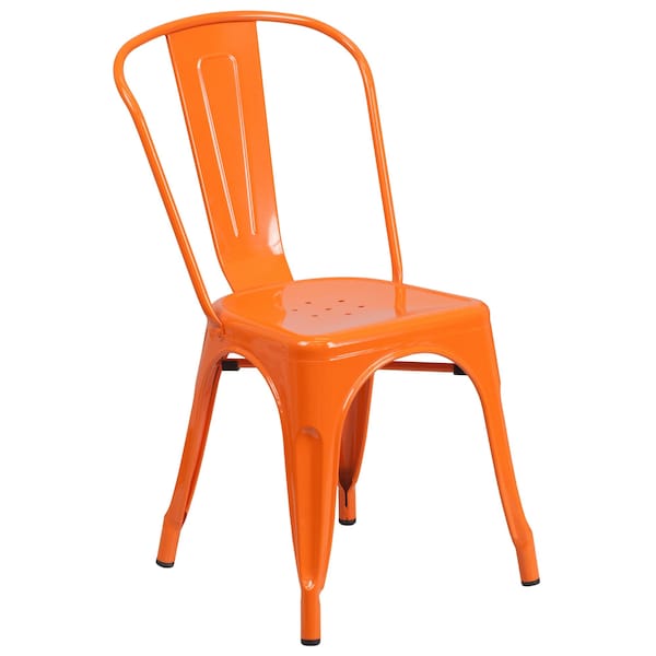 Flash Furniture Round Orange Metal Set, 30RD, 30" W, 30" L, 29.5" H, Metal Top, Orange - CH-51090TH-2-18CAFE-OR-GG