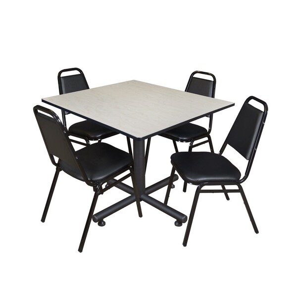 Kobe Square Tables > Breakroom Tables > Kobe Square Table & Chair Sets, Wood|Metal|Vinyl Top, Maple - TKB4848PL29BK