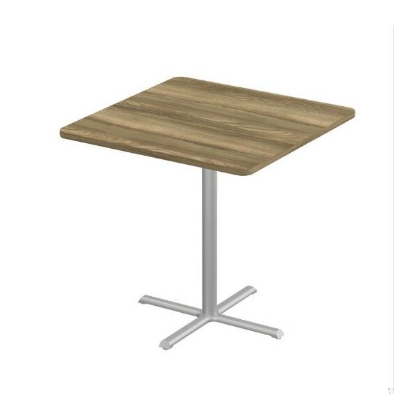 Correll Square Cafe Table, 42 in W, 42 in L, 42 in H, Particleboard Top, Colonial Hickory - SXB42S-53-98-53