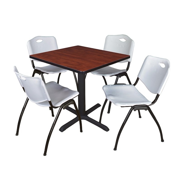 Cain Square Tables > Breakroom Tables > Cain Square Table & Chair Sets, Wood|Metal|Plastic Top, Cherry - TB3030CH47GY
