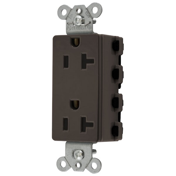 Hubbell Wiring Device-Kellems Straight Blade Devices, Receptacles, Style Line Decorator Duplex, SNAPConnect, 20A 125V, 2-Pole 3-Wire Grounding, 5-20R, Nylon, Brown, USA - SNAP2162NA