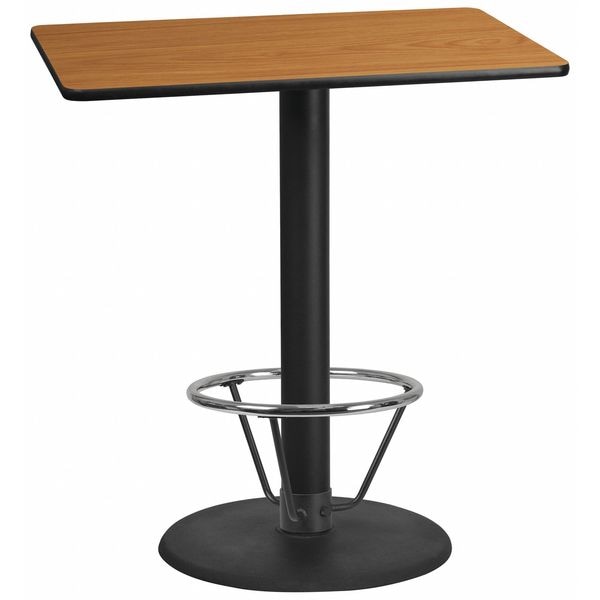 Flash Furniture Rectangle Laminate Table, 30" W, 42" L, 43.125" H, Laminate Top, Wood Grain - XU-NATTB-3042-TR24B-4CFR-GG