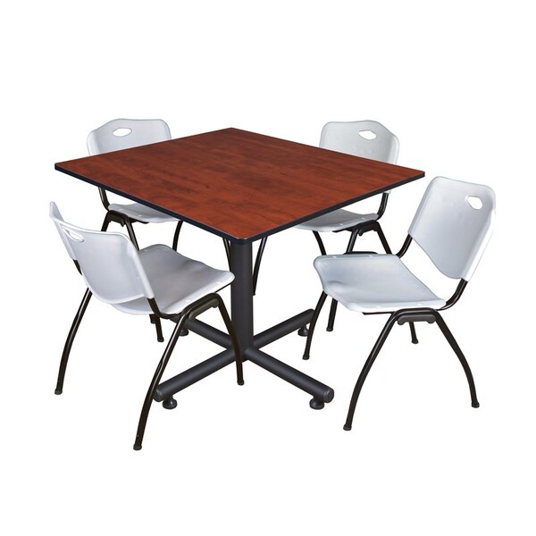 Kobe Square Tables > Breakroom Tables > Kobe Square Table & Chair Sets, Wood|Metal|Plastic Top, Cherry - TKB4848CH47GY