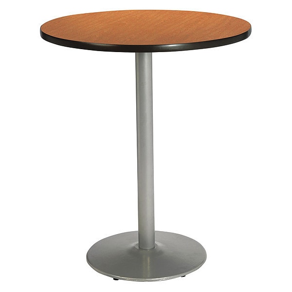 Kfi Round KFI Medium Oak 42in Breakroom Table with Round Silver Base, Medium Oak, 42 W, 42 L, 42 H - T42RD-B1922SL-38-MO