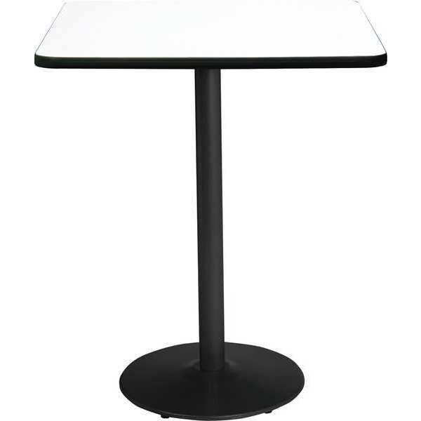 Kfi Square KFI 30" Square Breakroom Table with Crisp Linen Top, Round Black Base, Bistro Height, 30 W - T30SQ-B1917-BK-CL-38