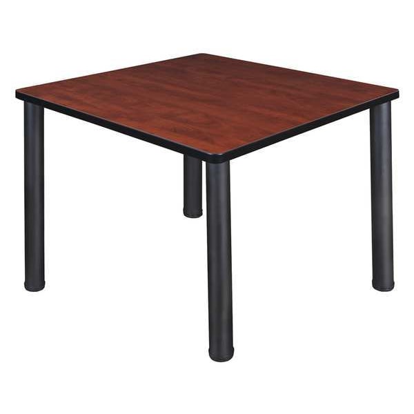 Regency Square Cafe Table, 42" W, 42" L, 29" H, Laminated Melamine Top, Cherry - TB4242CHBPBK