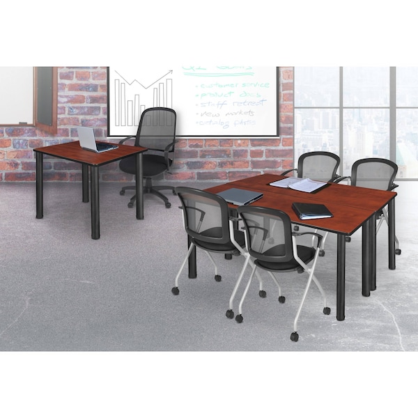 Regency Square Cafe Table, 42" W, 42" L, 29" H, Laminated Melamine Top, Cherry - TB4242CHBPBK