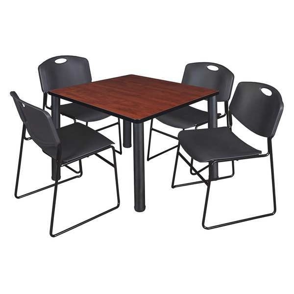 Regency Square Cafe Table, 42" W, 42" L, 29" H, Laminated Melamine Top, Cherry - TB4242CHBPBK